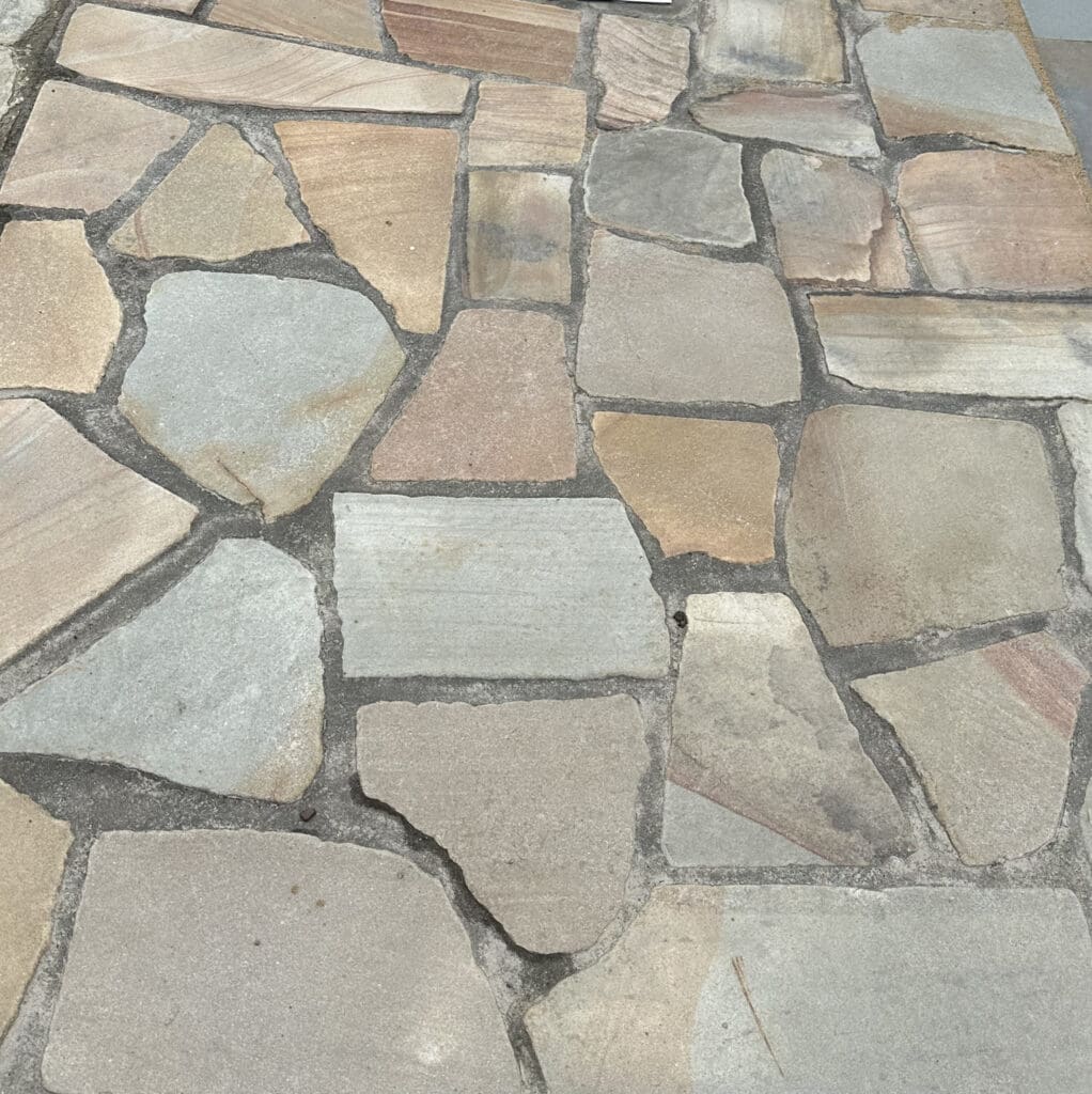 Asymmetrical patio stones.